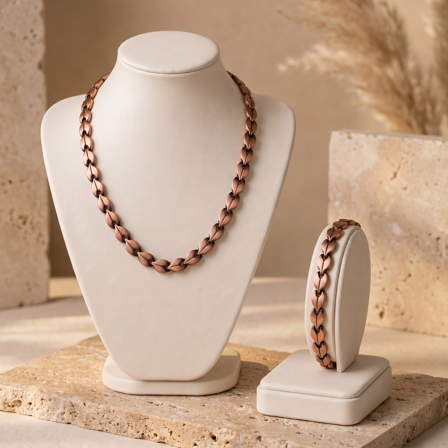 Aurora Onyx Set | סט שרשרת וצמיד נחושת מגנטיים