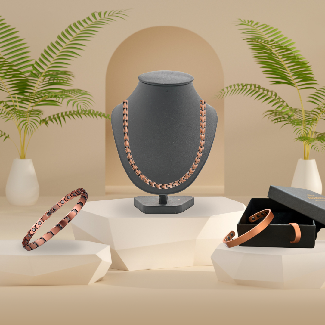 סט תכשיטי נחושת מגנטיים לגבר