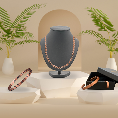 סט תכשיטי נחושת מגנטיים לגבר