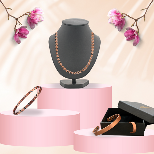 סט תכשיטי נחושת מגנטיים לאישה