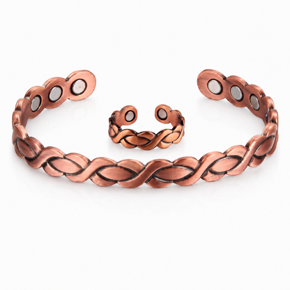 Aurora Weave Set | סט צמיד וטבעת נחושת מגנטיים