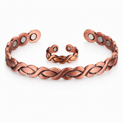 Aurora Weave Set | סט צמיד וטבעת נחושת מגנטיים