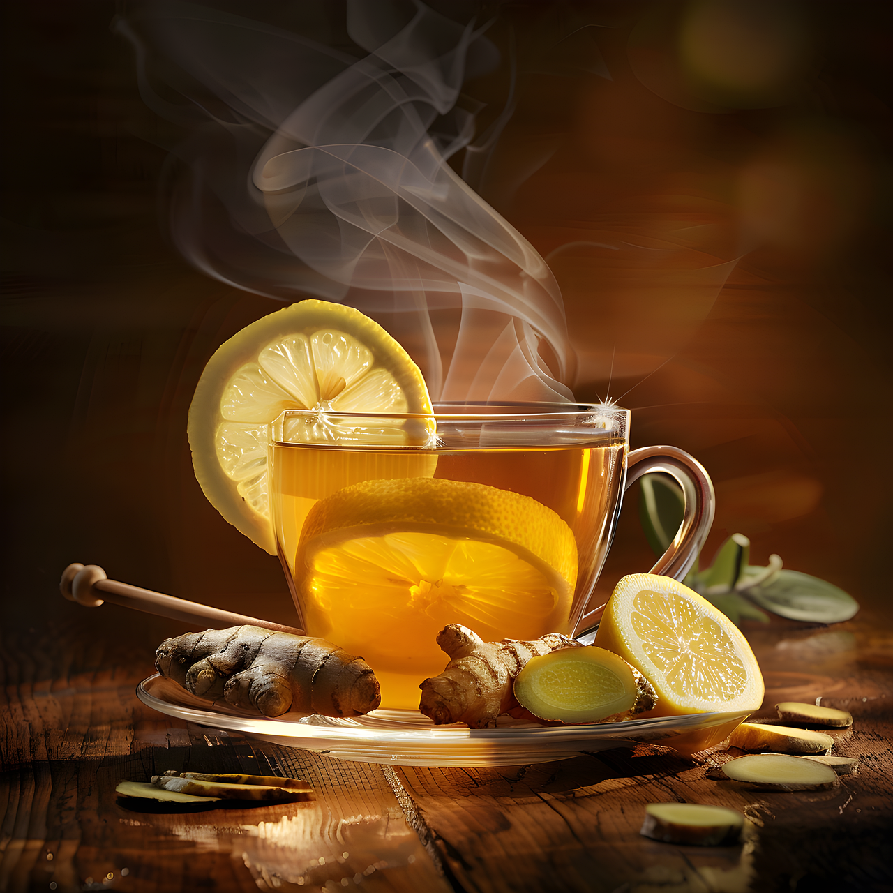 רפואה טבעית תה עם לימון וג'ינג'ר