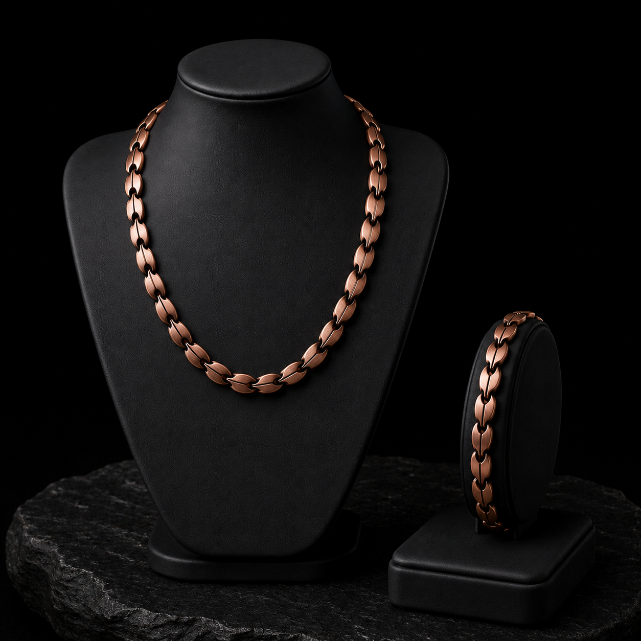 Aurora Onyx Set | סט שרשרת וצמיד נחושת מגנטיים