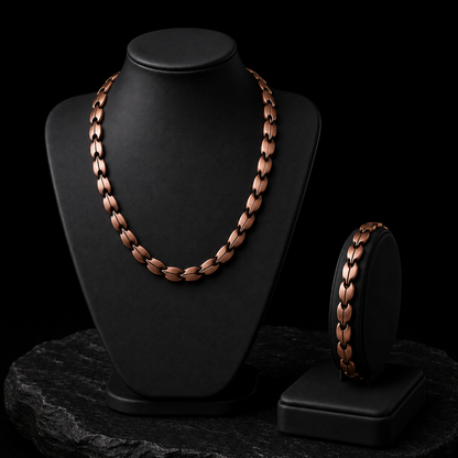Aurora Onyx Set | סט שרשרת וצמיד נחושת מגנטיים