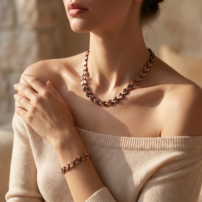 Aurora Onyx Set | סט שרשרת וצמיד נחושת מגנטיים
